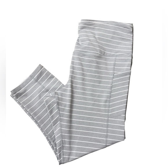 GAIAM Pants - Gaiam Grey and White Striped Leggings / Yoga Pants (Size XL)